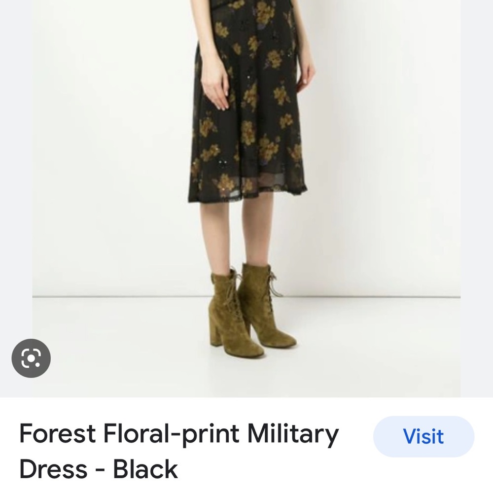Coach Size 4 Black/Green Forest Floral Print Military Dress View 3